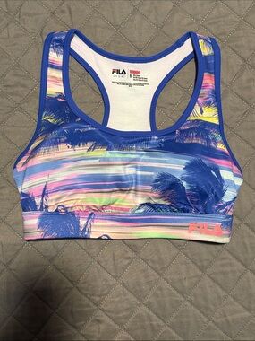 Fila Multicolor Tropical Print Racerback sport Bra— Blue Accents
